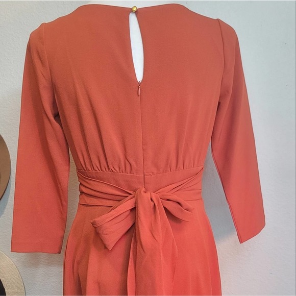 JULIA JORDAN ORANGE 3/4 SLEEVE A-LINE BOAT NECK MIDI DRESS WOMEN'S SIZE… - Picture 10 of 12